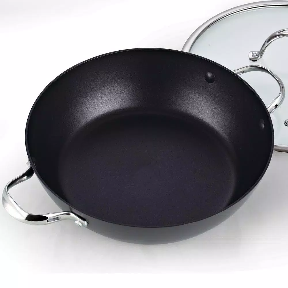 Cooks Standard 5 Qt. Hard-Anodized Aluminum Nonstick Saute Pan with Glass Lid, 12 in.