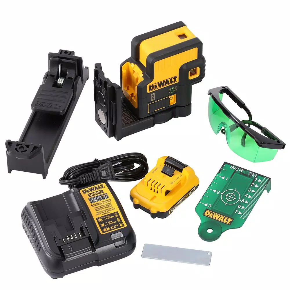 DEWALT 12V MAX Green 5-Spot Self-Leveling Laser Level Kit with 2Ah Battery, Charger & TSTAK Case