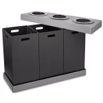 Alpine Industries 28 Gal. Black Corrugated Plastic 3-Compartment Indoor Trash and Recycling Bin thumbnail 3