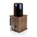 Picnic Time Growler Tap Beverage Dispenser with 64 oz. Amber Glass Growler and Acacia Wood Base thumbnail 1