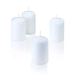 Light In The Dark White Unscented Pillar Candles, 3 in. x 2 in. (Set of 4) thumbnail 2