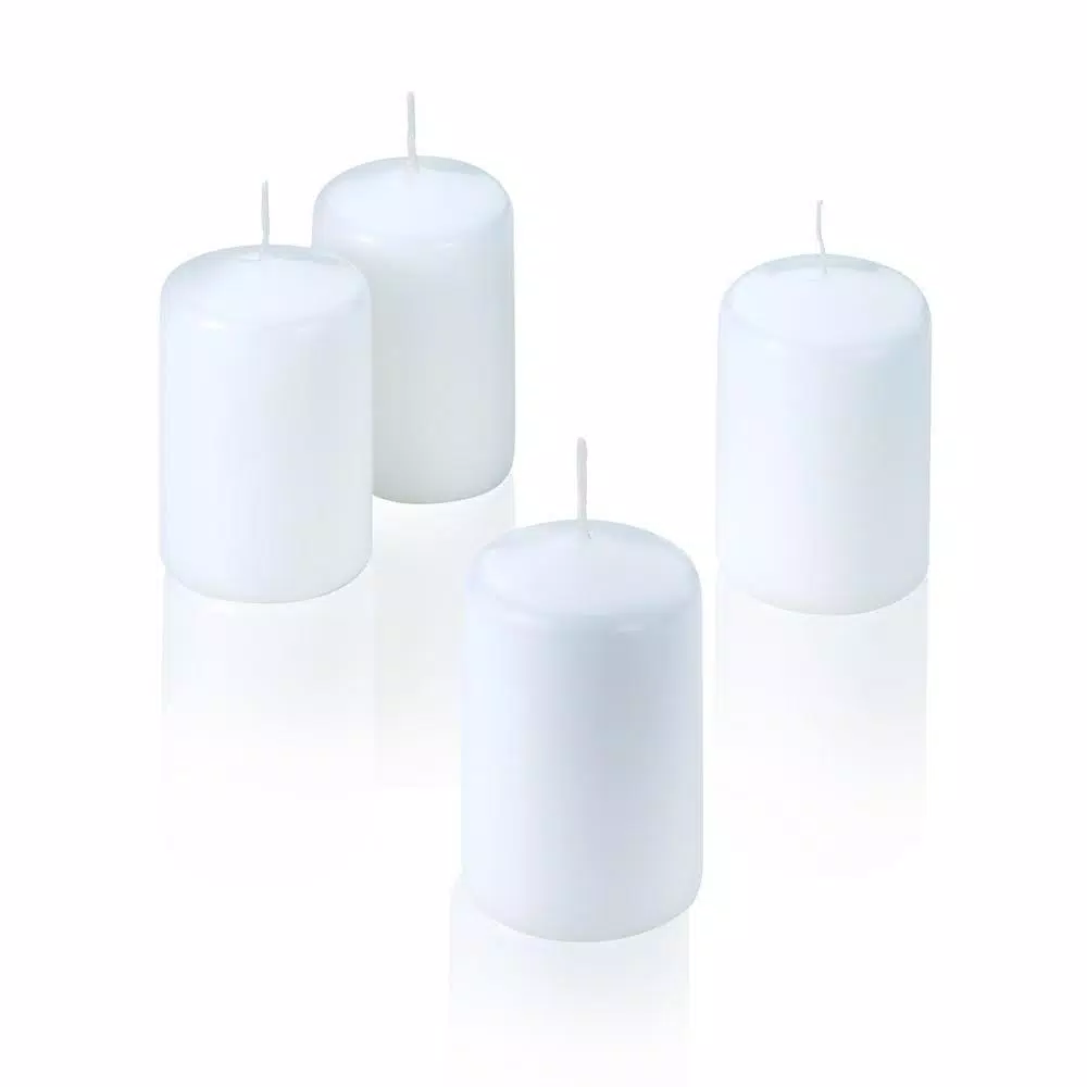 Light In The Dark White Unscented Pillar Candles, 3 in. x 2 in. (Set of 4)