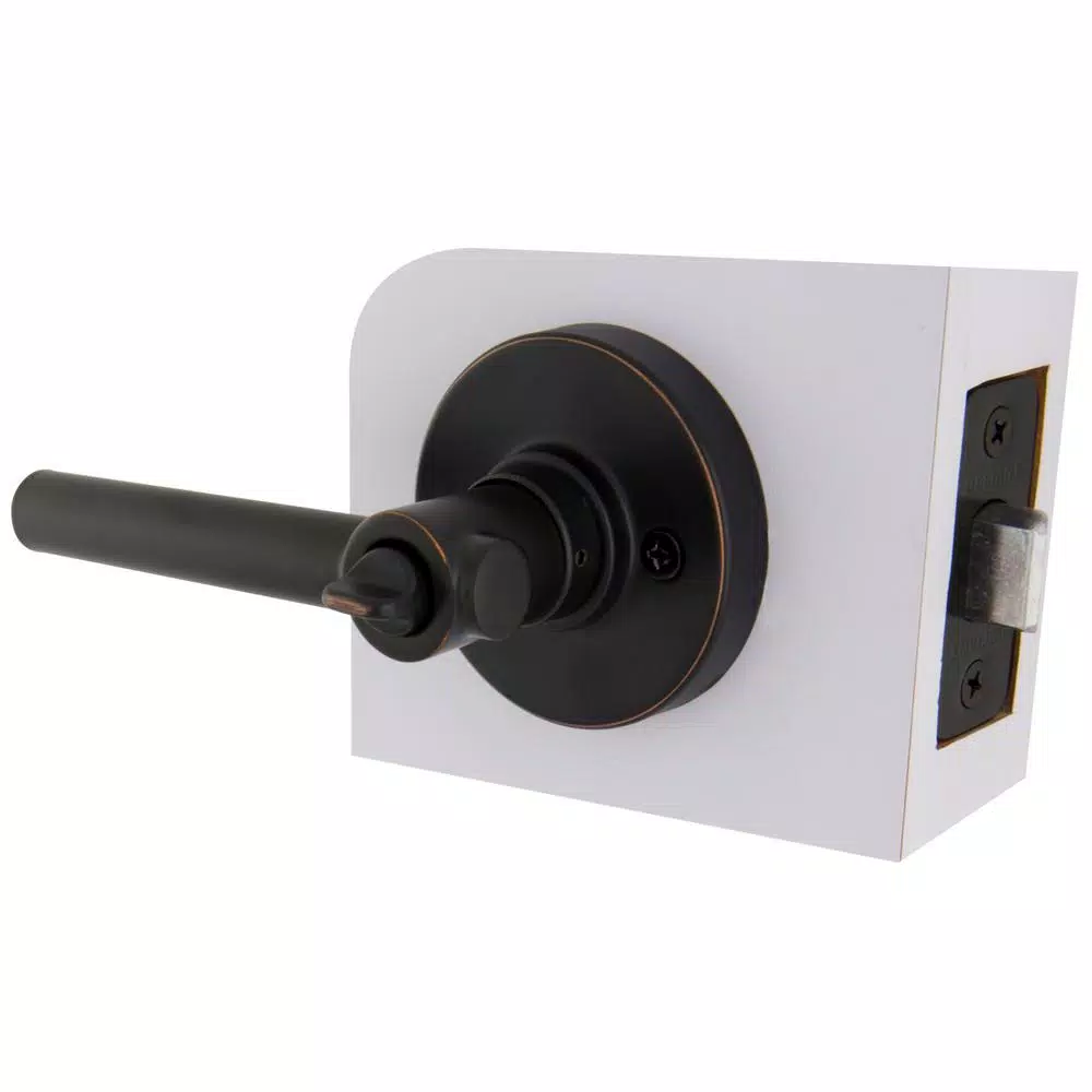 Defiant Highland Aged Bronze Privacy Door Lever with Round Rose