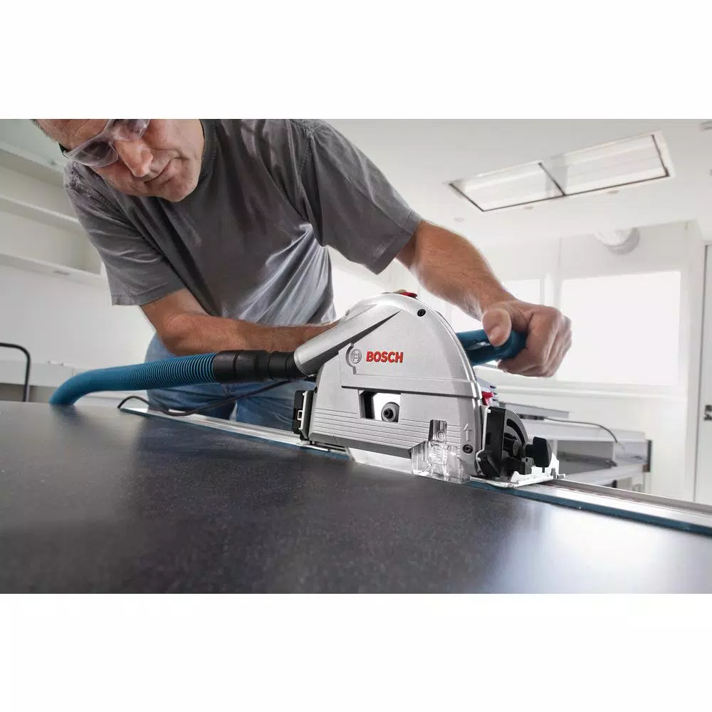Bosch GKT13-225 6-1/2 in. 13 Amp Corded Track Saw Kit with 63 in. Aluminum Tracks and Carrying Bag