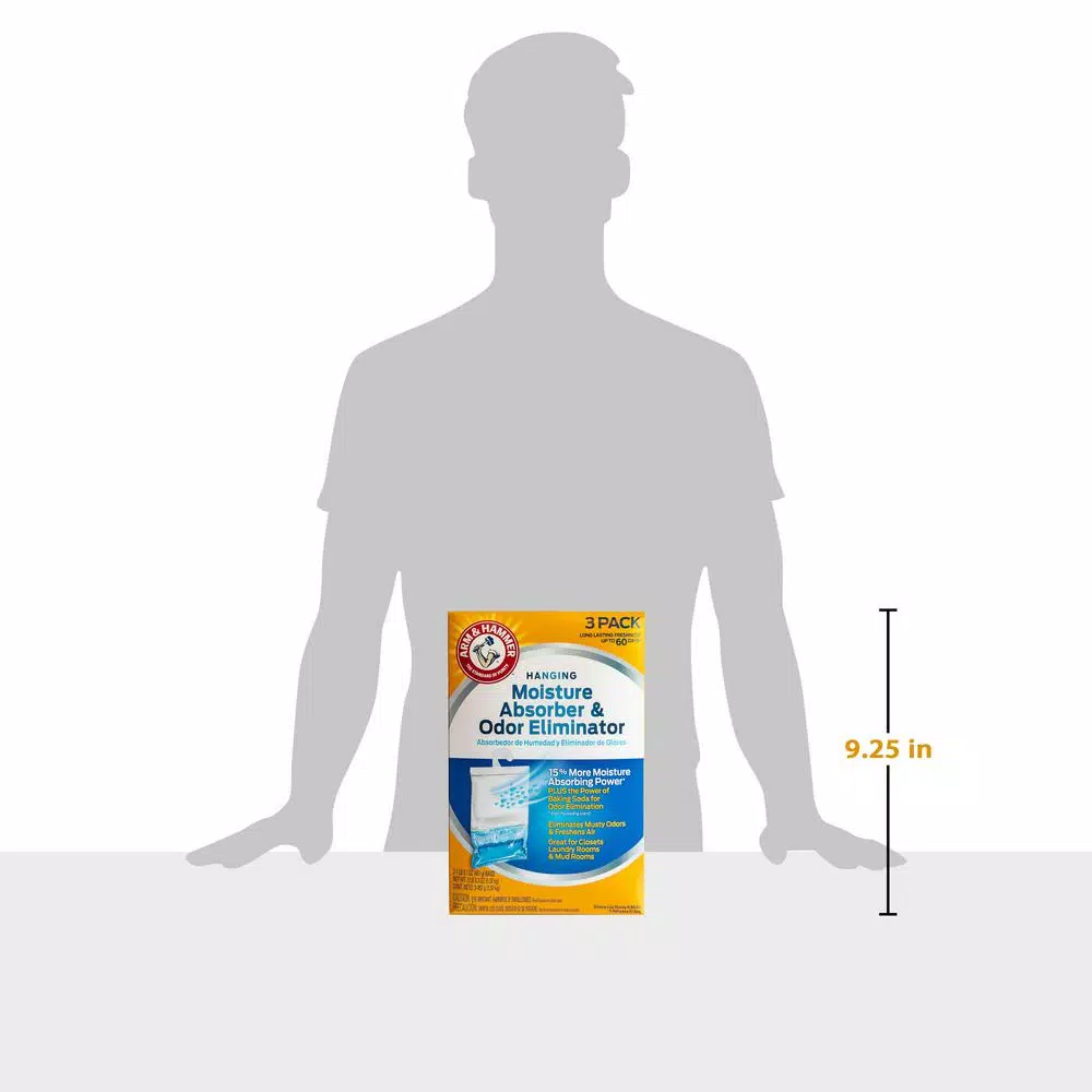 Arm & Hammer Hanging Moisture Absorber and Odor Eliminator, 16 oz (3-Pack)