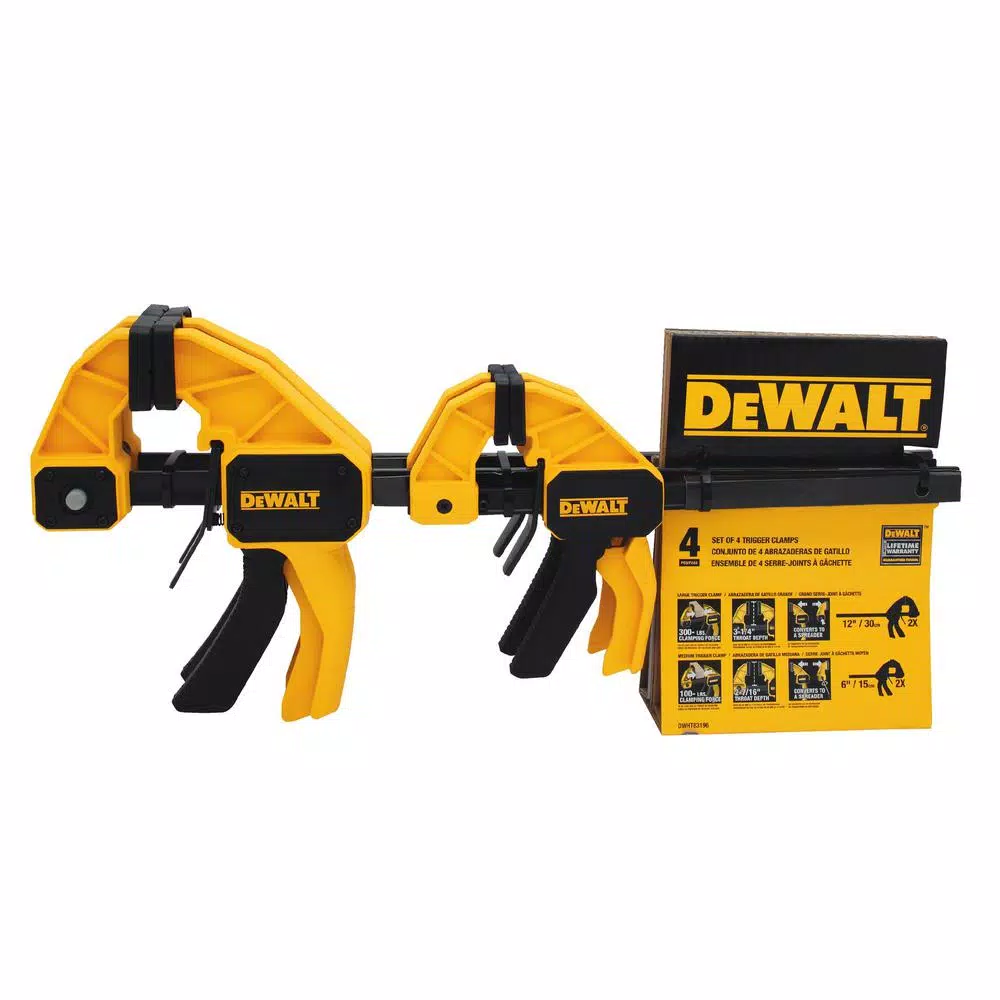 DEWALT Trigger Clamp Set, Medium and Large (4-Pack)