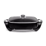 Boyel Living 12 in. Square Black Nonstick Ceramic Electric Skillet, 1400W with Tempered Glass Lid thumbnail 1