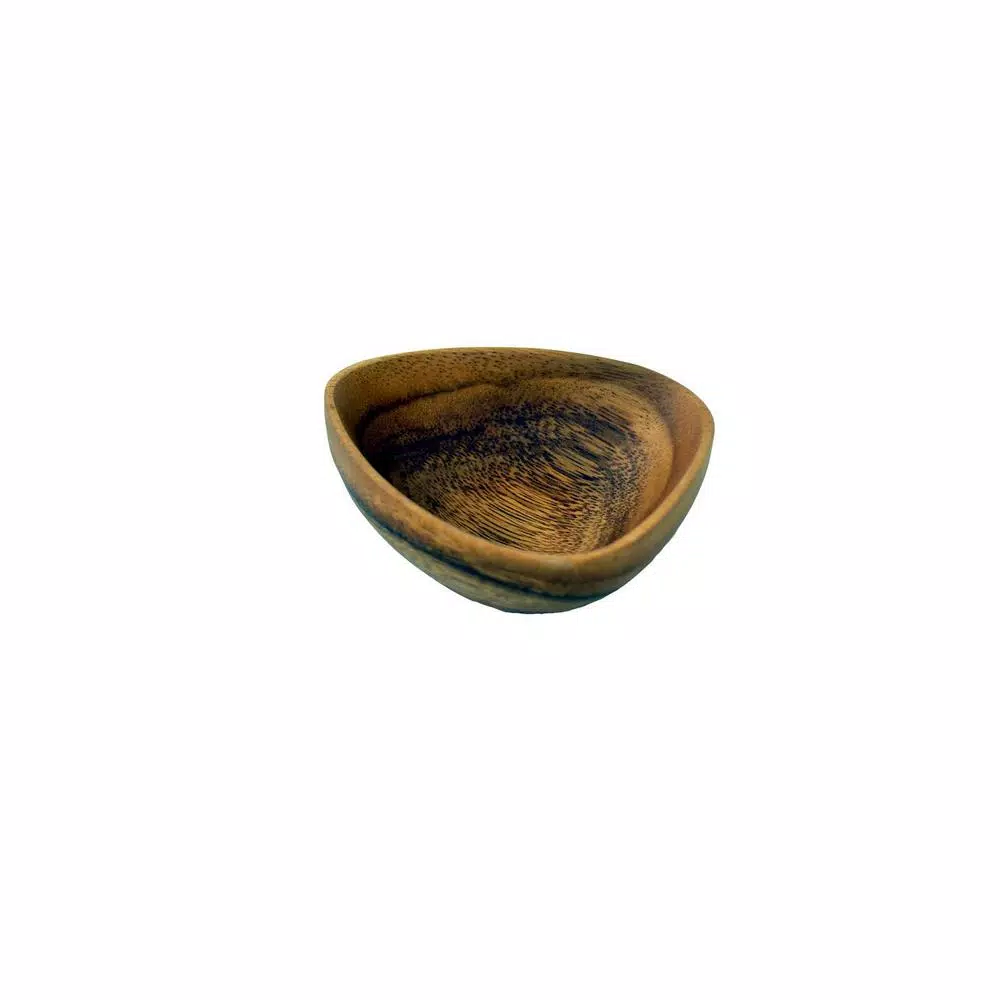 Acaciaware 6-Piece Handcrafted Acacia Wood 3-Sided Nut and Dip Bowl Set, 4 in.