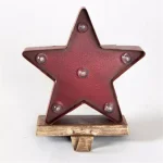 Glitzhome 8.48 in. Marquee LED Star Christmas Stocking Holder - Red Steel Decor thumbnail 3