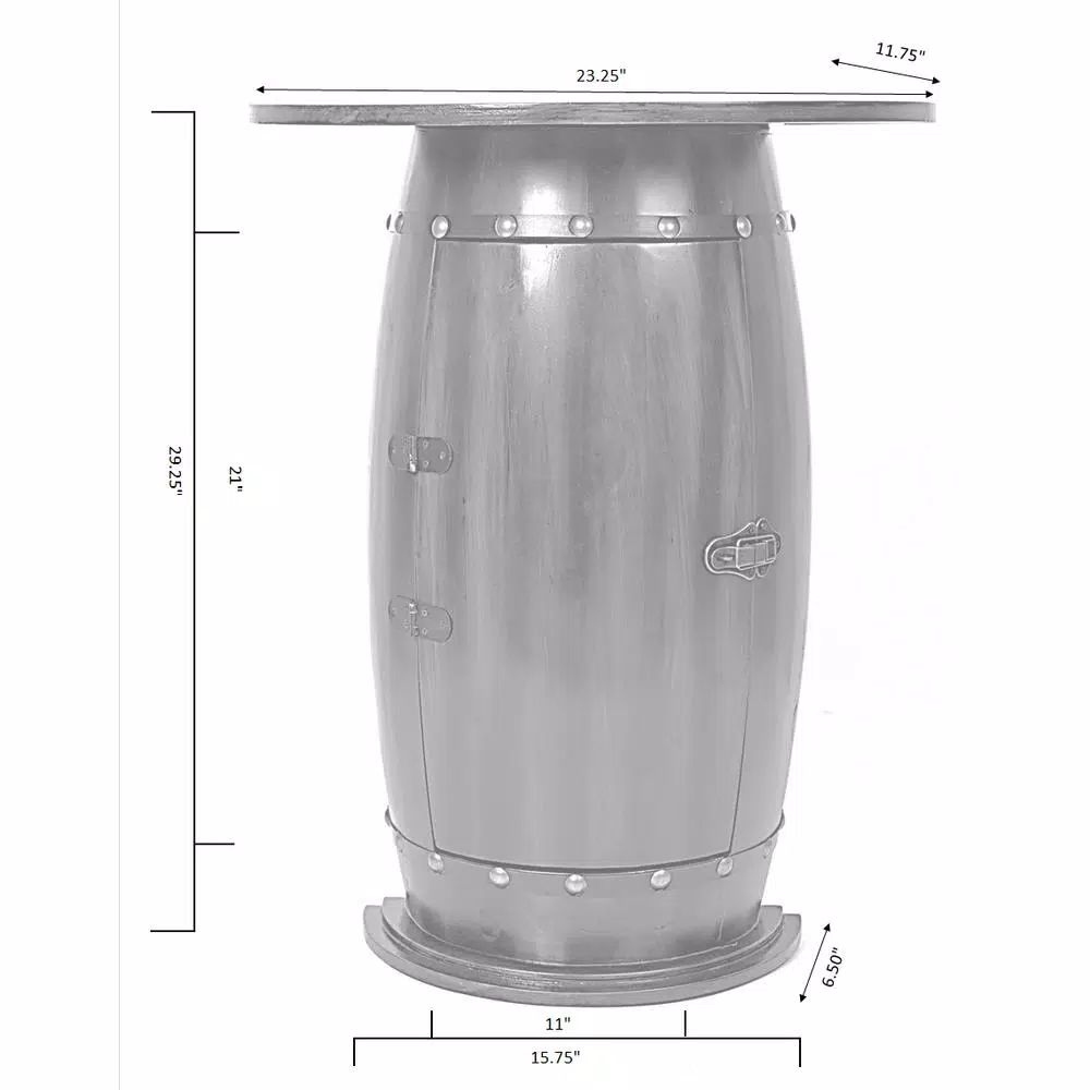 Vintiquewise Rustic Wooden Barrel Shaped Wine Bar Cabinet with Lockable Latch and 10-Bottle Storage