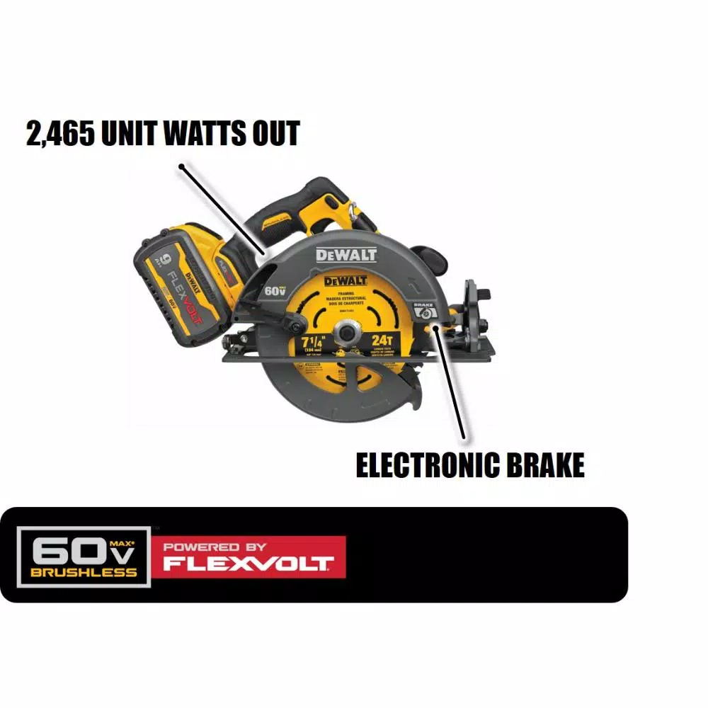 DEWALT FLEXVOLT 60V MAX 7-1/4 in. Brushless Circular Saw & 20V MAX High Torque Impact Wrench Combo Kit