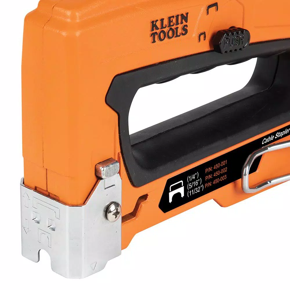 Klein Tools Cable Stapler with 300-Pack Insulated Staples for Voice, Data, Video, and NM (Romex) Cable