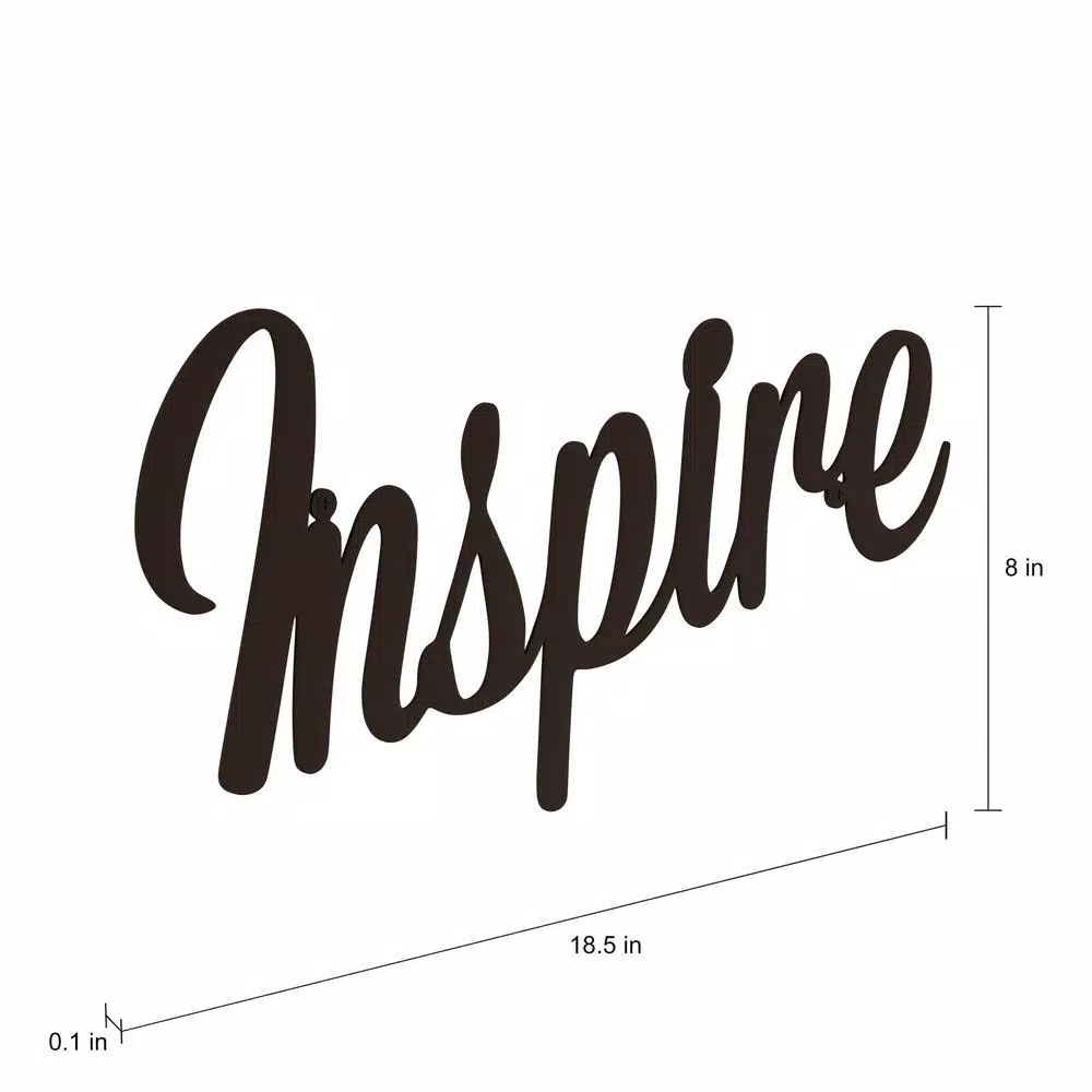 Lavish Home "Inspire" Metal Cutout Wall Sign - Distressed Dark Brown Rustic Decor