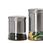 Home Basics Essence 4-Piece Stainless Steel Canister Set with Glass Base thumbnail 2