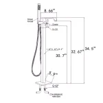 AKDY Freestanding Floor Mount Roman Tub Faucet with Hand Shower, Chrome thumbnail 7