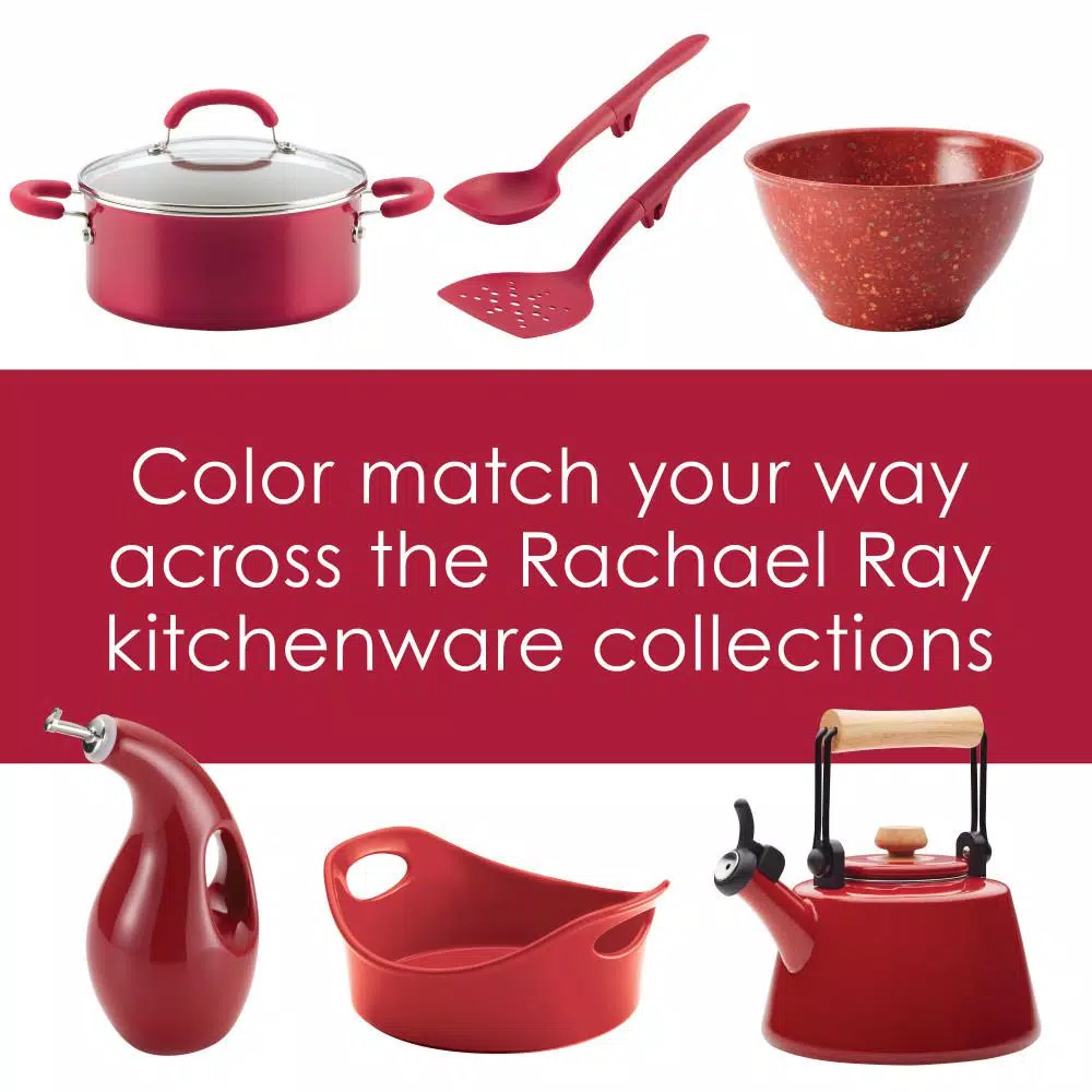 Rachael Ray 1.5-Quart Cast Iron Fondue Pot Set with Red Shimmer Enamel Finish