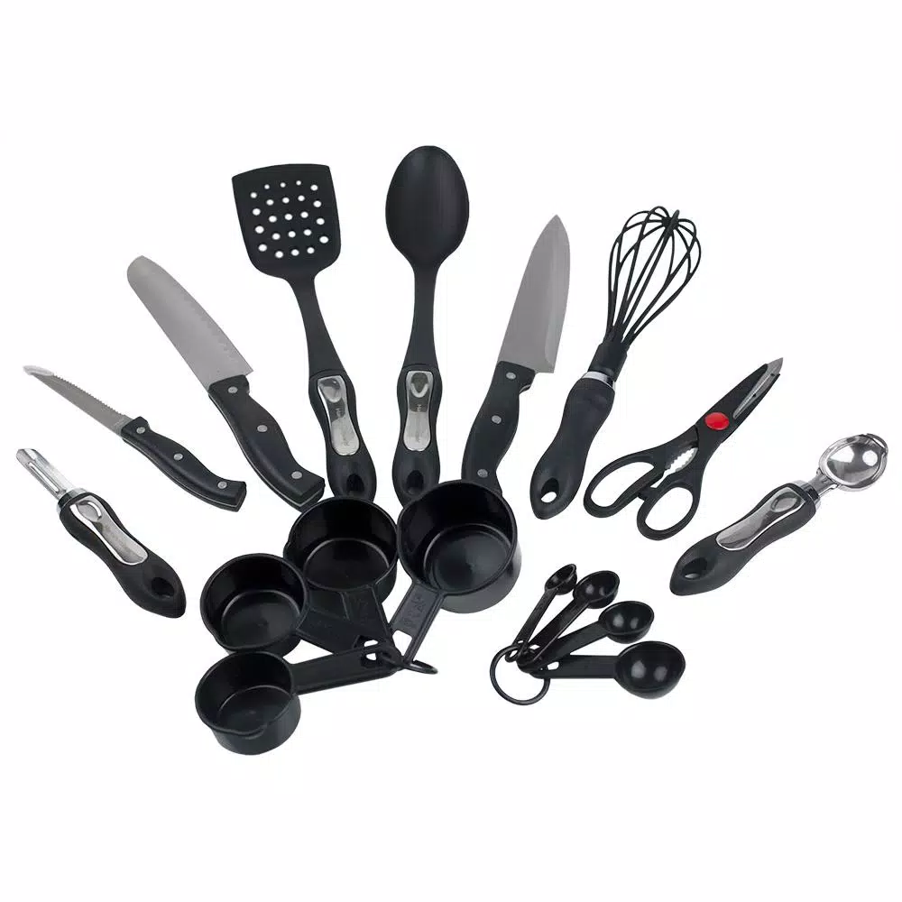 Unbranded 17-Piece Deluxe Stainless Steel Kitchen Tool Set with Matte Black Handles