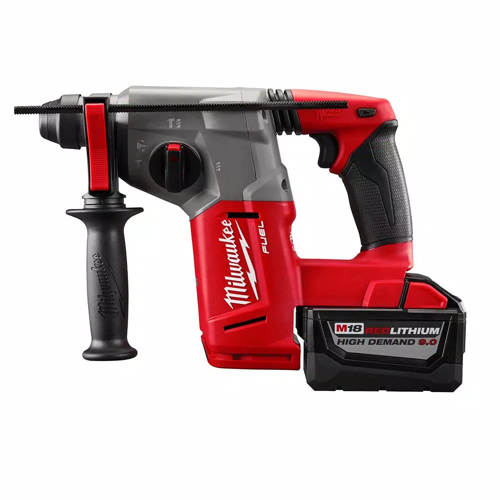 Milwaukee M18 FUEL 1 in. SDS-Plus Rotary Hammer Kit with (2) 9.0 Ah Batteries and Rapid Charger