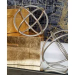 LITTON LANE Silver Nickel Aluminum Ring Decorative Orbs, Set of 2 - Modern Geometric Sculptures thumbnail 1