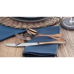 Artaste Rain 36-Piece 18/10 Stainless Steel Flatware Set, Antique Copper Finish, Service for 12 thumbnail 4