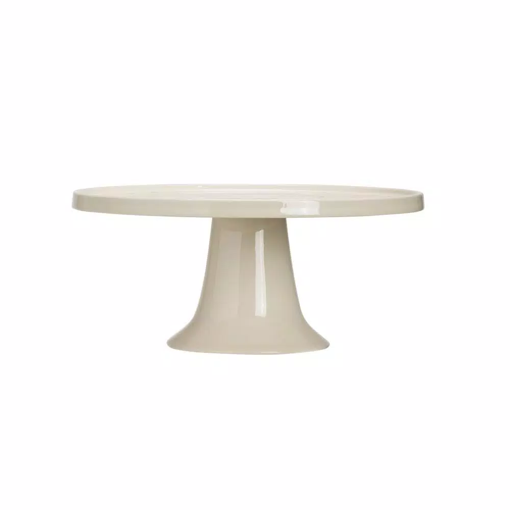 3R Studios White Stoneware Single-Tier Cake Stand with Multicolor Floral Design