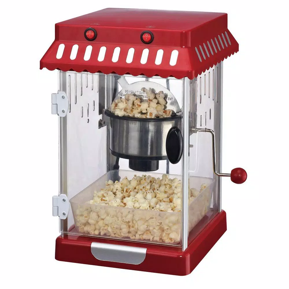 Frigidaire Retro Theater-Style Countertop Popcorn Maker, 2.5 oz. Stainless Steel Kettle, Red