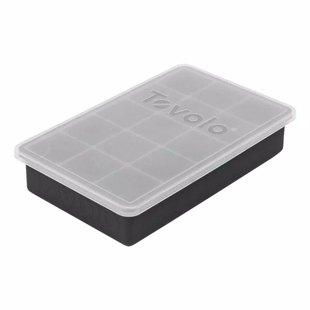 Tovolo Perfect Cube Silicone Ice Mold Tray with Lid, 1.25 in. Cubes for Whiskey and Cocktails