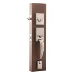 Copper Creek Craftsman Satin Stainless Front Door Handleset with Right-Hand Scandinavian Lever Trim thumbnail 2