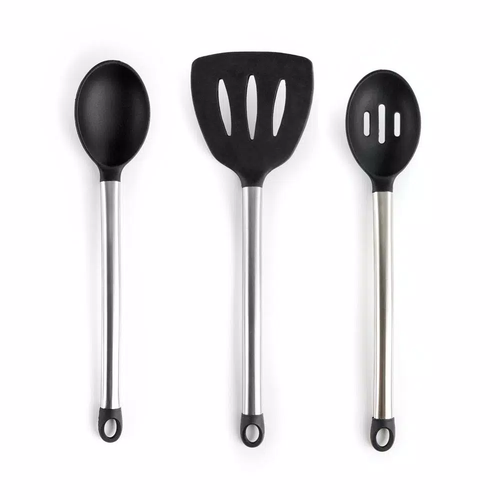 MegaChef 14-Piece Gray Silicone and Stainless Steel Kitchen Utensil Set
