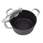 masterpan Granite Ultra 5 qt. Cast Aluminum Nonstick Stock Pot with Glass Lid, Black Marble thumbnail 3