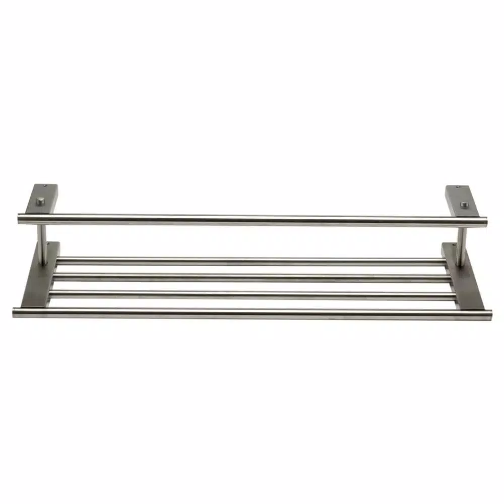 ALFI BRAND 25.88 in. Wall Mount Towel Rack with Shelf, Brushed Nickel