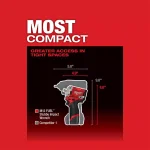 Milwaukee M12 FUEL 12V Brushless Cordless 1/2 in. Stubby Impact Wrench with Pin Detent (Tool-Only) thumbnail 4