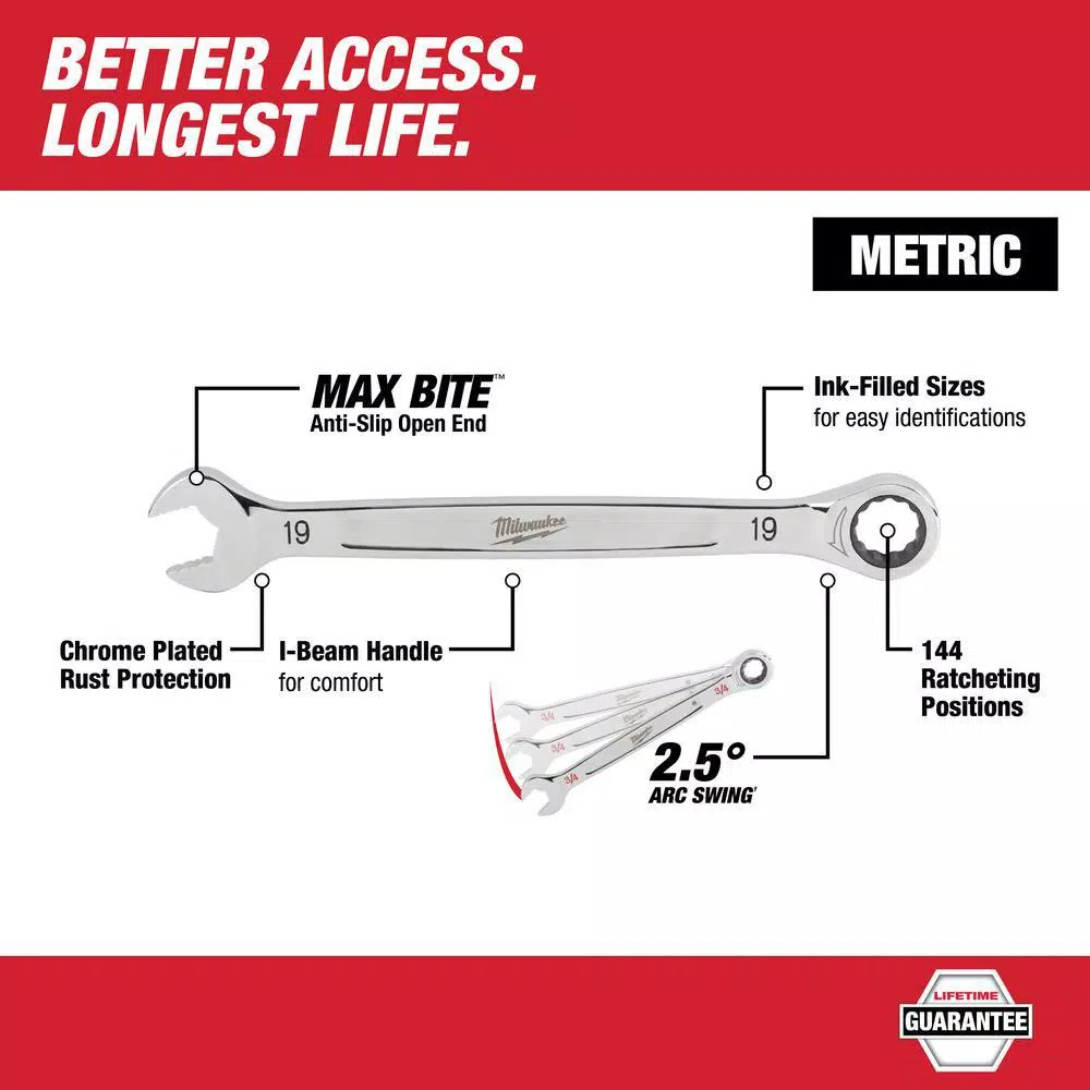 Milwaukee M12 FUEL 12V Cordless 1/4 in. Extended Reach Ratchet Kit with Metric Ratcheting Wrench Set
