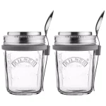 Kilner 0.35L Breakfast Jar Set - 2 Wide Mouth Glass Jars with Measuring Lid and Spoon thumbnail 1