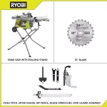 RYOBI 10 in. 15 Amp Expanded Capacity Table Saw with Rolling Folding Stand thumbnail 2