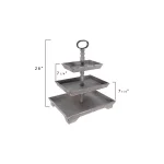 3R Studios Bungalow Lane Grey 3-Tier Decorative Tray with Distressed Wood & Metal Construction thumbnail 4