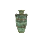 LITTON LANE 23-Inch Distressed Ceramic Amphora Vase - Green, Black, and Yellow Mediterranean Style Floor Vase thumbnail 1