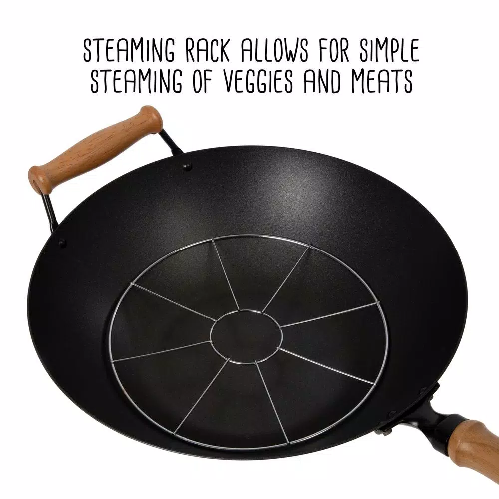 Honey-Can-Do Joyce Chen 10-Piece Carbon Steel Non-Stick Wok Set with Bamboo Accessories