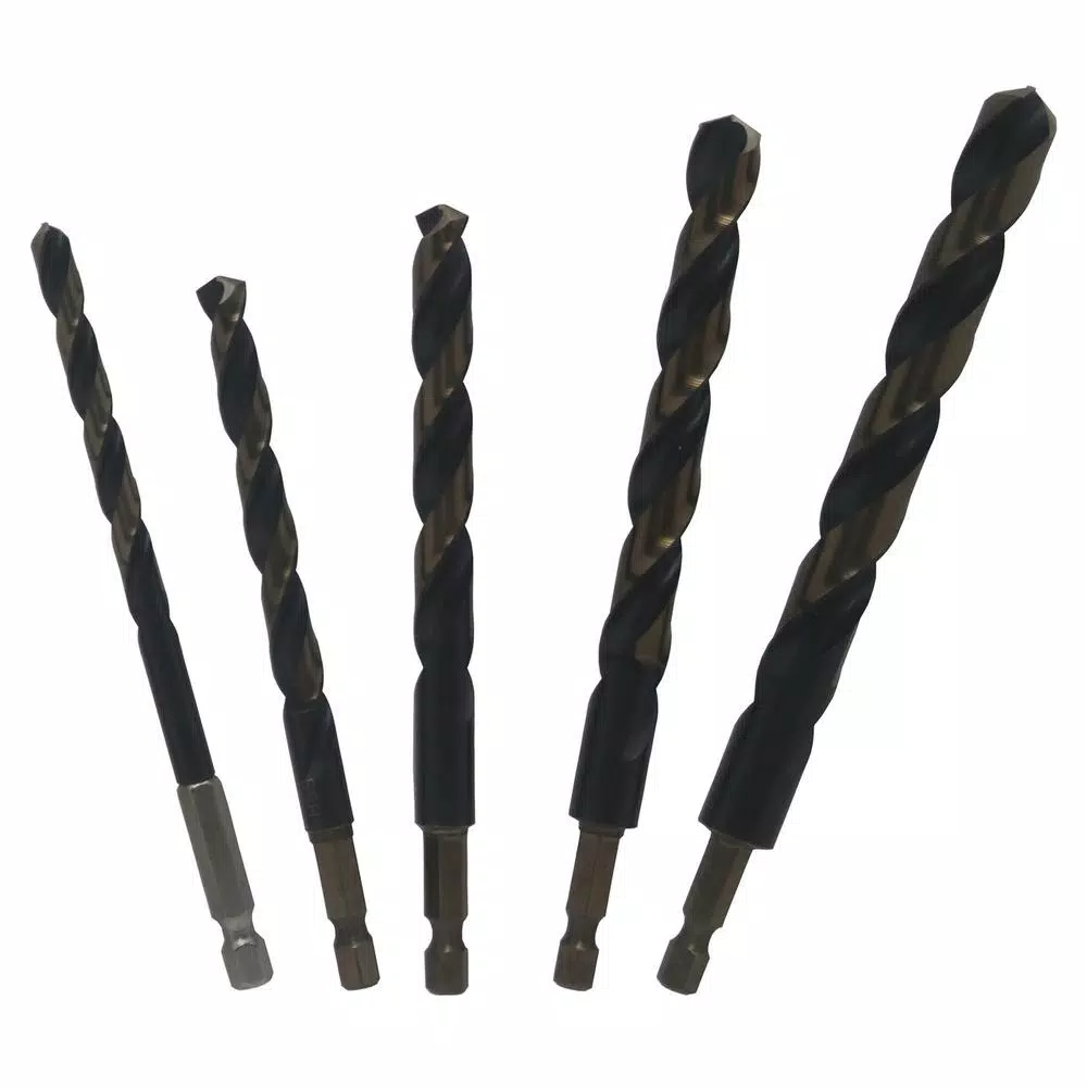 Drill America Killer Force High Speed Steel Drill Bit Set, 5-Piece Hex Shank