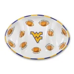 Magnolia Lane West Virginia Ceramic Football Tailgating Serving Platter, 3-Section Divided Dish thumbnail 1