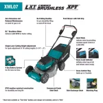 Makita 21 in. 18V X2 (36V) LXT Brushless Cordless Walk Behind Push Lawn Mower Kit with 4 Batteries thumbnail 3