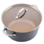 Ayesha Curry Ayesha Home Collection 10 Qt. Hard-Anodized Aluminum Nonstick Stock Pot with Glass Lid, Charcoal Gray thumbnail 4