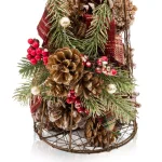 Alpine Corporation 20 in. Rustic Pinecone Christmas Tree Decor with Holly and Plaid Bow thumbnail 8