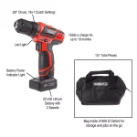 Stalwart 20V Lithium-Ion Cordless 3/8 in. Drill/Driver Kit with 122-Piece Accessory Set thumbnail 3