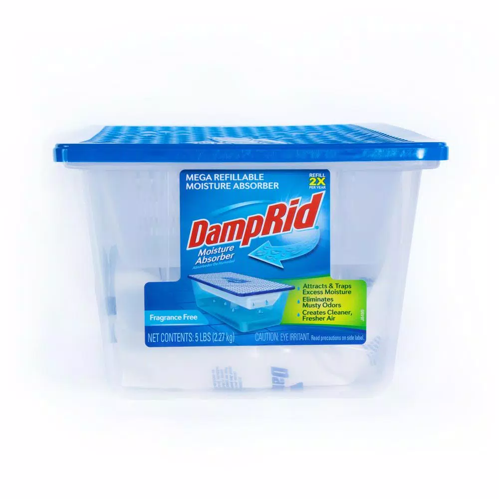 DampRid 5 lb. Refillable Moisture Absorber, Fragrance Free Dehumidifier & Odor Eliminator