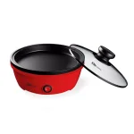 Elite Cuisine 8.5 in. Red Personal Electric Skillet with Tempered Glass Lid thumbnail 1