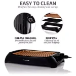 Ovente 1000W Portable Indoor Smokeless Grill, 13x10 inch Non-Stick Aluminum Grilling Plate, Copper thumbnail 6