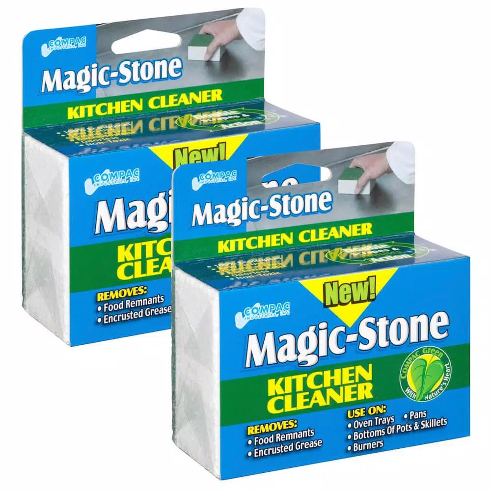 Unbranded Magic-Stone Kitchen Cleaner 2-Pack - 2-Sided Cleaning Stone & Polishing Pad for Cast Iron, Stainless Steel & Cookware