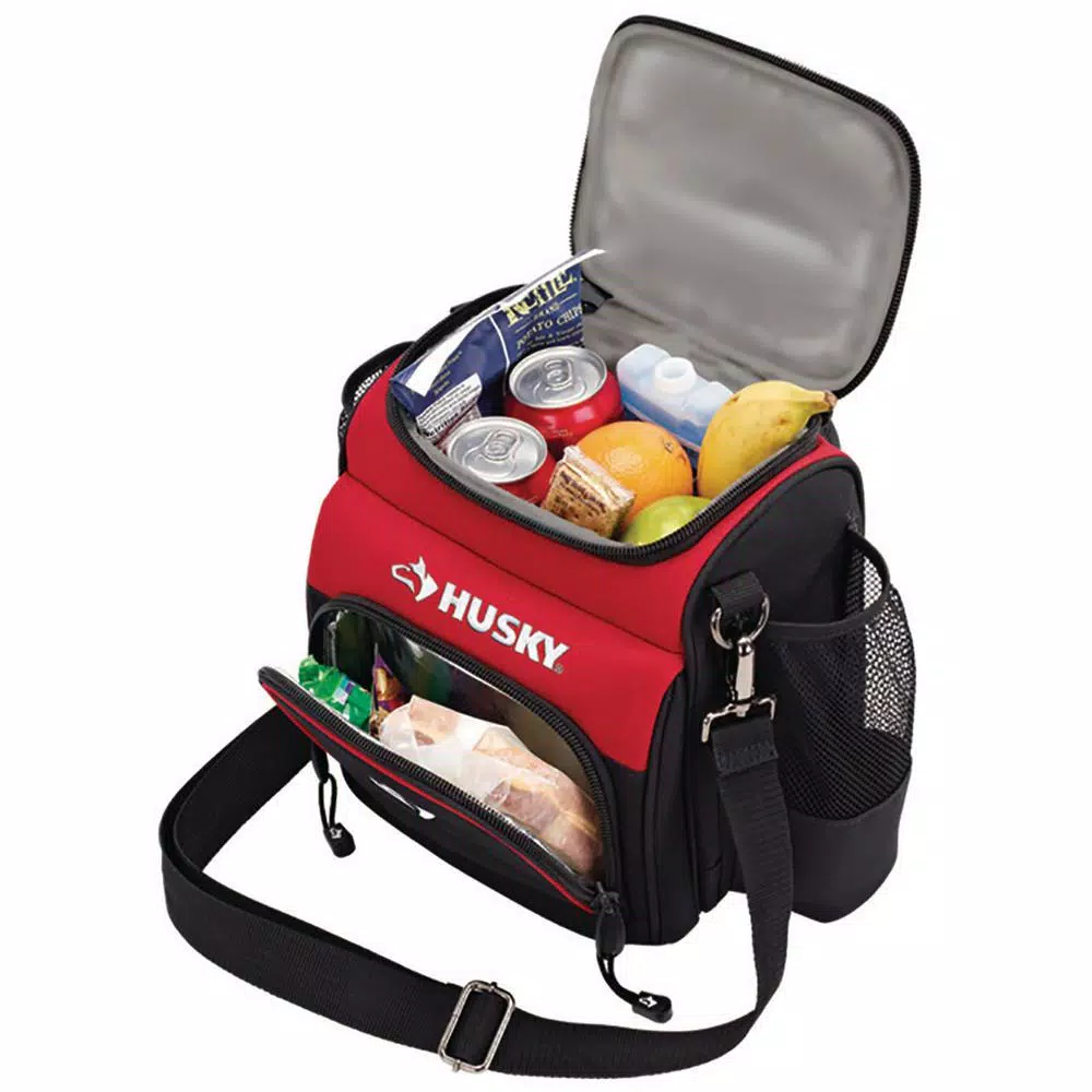 Husky 9 in. Insulated Lunch Box Cooler Bag, Red