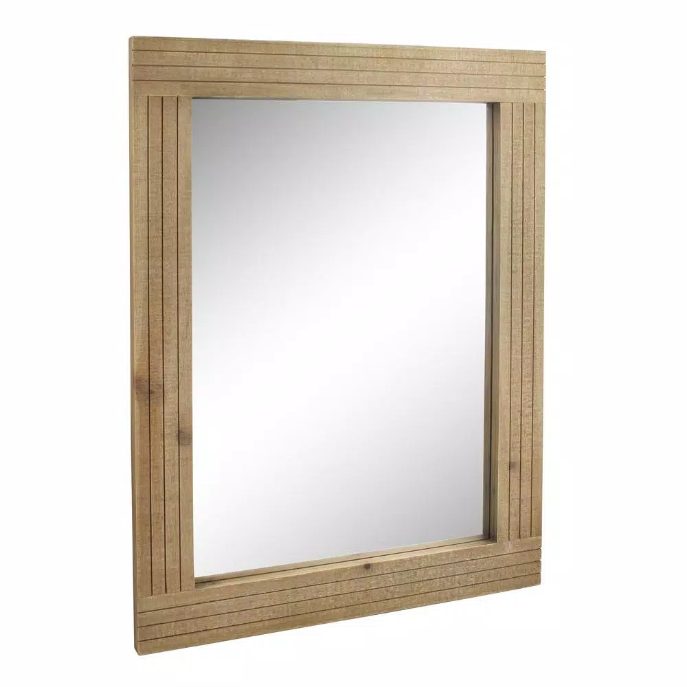 Stonebriar Collection Stonebriar Rectangle Worn Wood Wall Mirror, Brown Wood Frame, 18.11 x 24.16 in